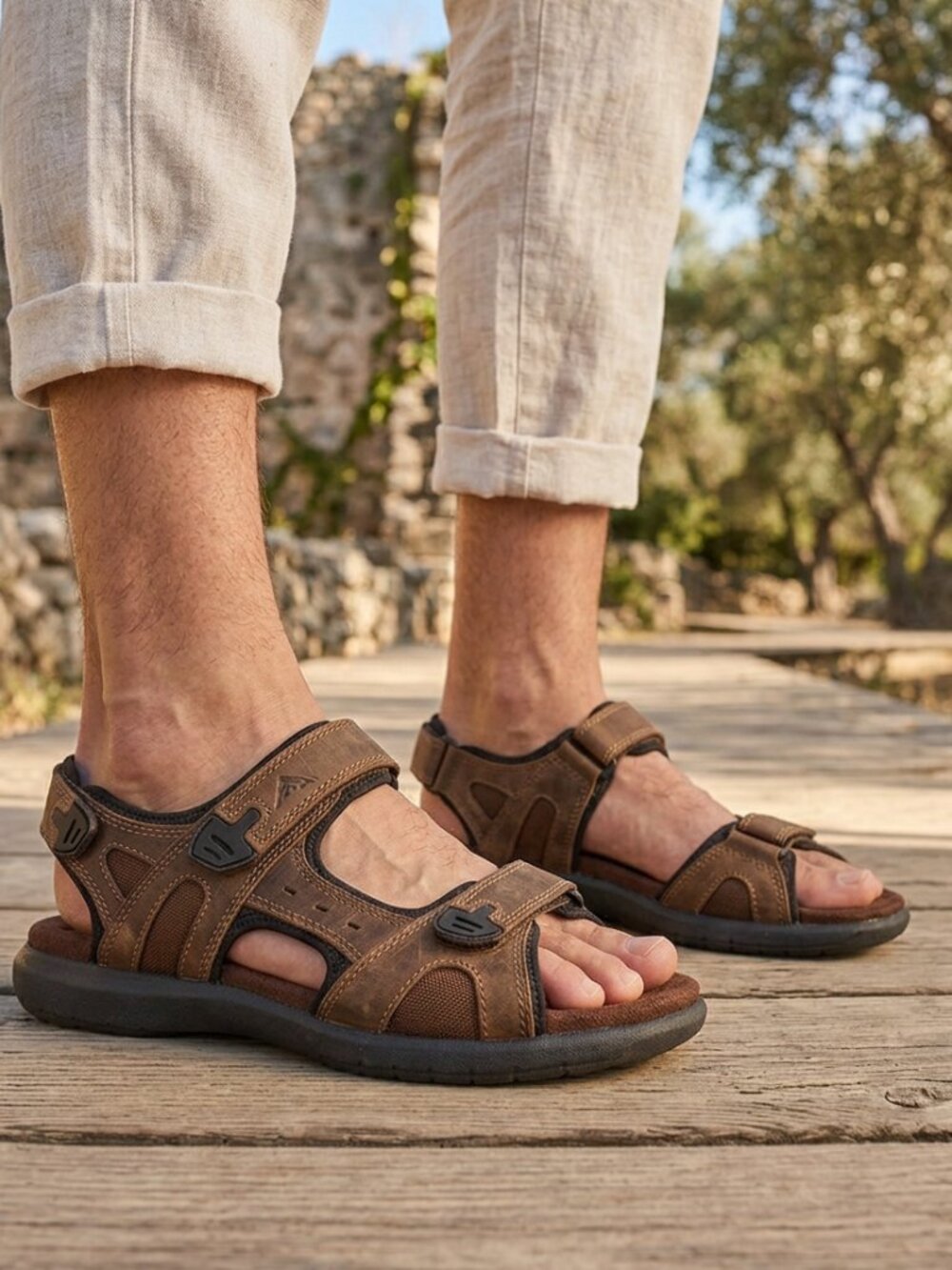 Appalachian Trial "Baxter" Brown Leather Sandal